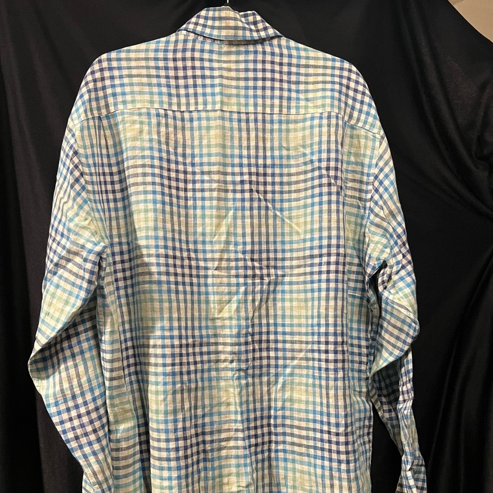 Robert Talbott Linen Check Multicolor Long Sleeve… - image 3